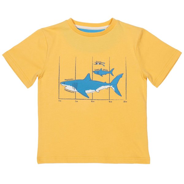 Kite Clothing, T-Shirt aus Bio-Baumwolle, sonnengelb mit Hai-Druck, statt 21,95€ nur