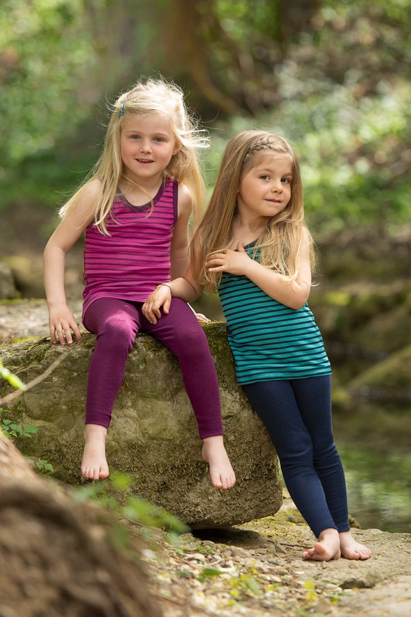 Engel Natur, Kinder Leggings aus Bio-Merinowolle mit Seide, Farbe marine