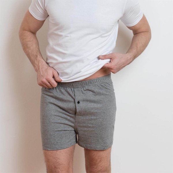 Living Crafts, Boxer-Shorts BEN, 100% Bio-Baumwolle, Farbe: stone grey/anthra melange, im 2er Pack