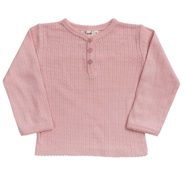 People Wear Organic, Langarm-Shirt aus 100% Bio-Baumwolle, Ajourmuster, Farbe rosa, statt 12,95€ nur