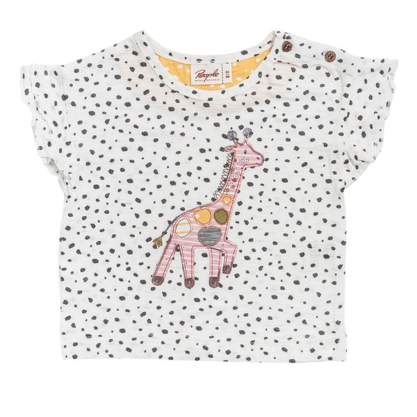 People Wear Organic, T-Shirt aus Bio-Baumwolle mit Giraffen-Applikation