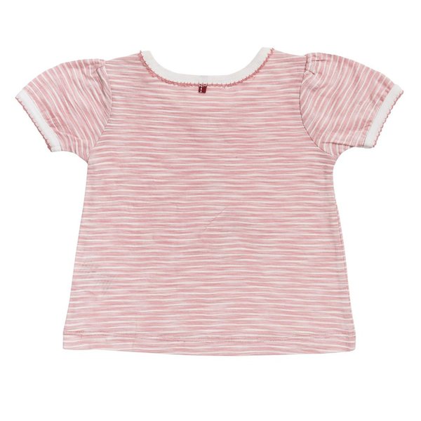 People Wear Organic, T-Shirt aus Bio-Baumwolle rosa-weiß gestreift mit Giraffe, statt 12,95€ nur