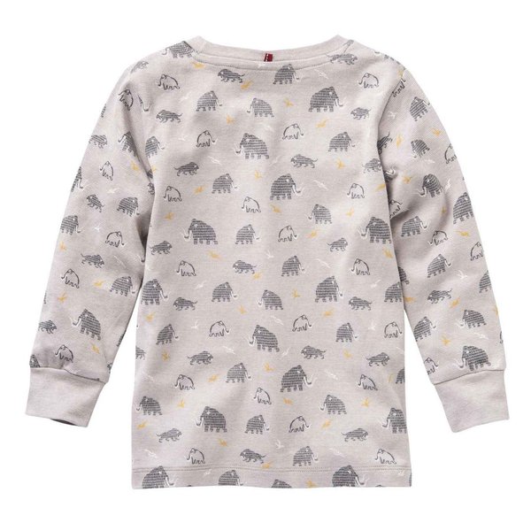 People Wear Organic, Schlafanzug aus Bio-Baumwolle, grau mit All-over-Print Mammut