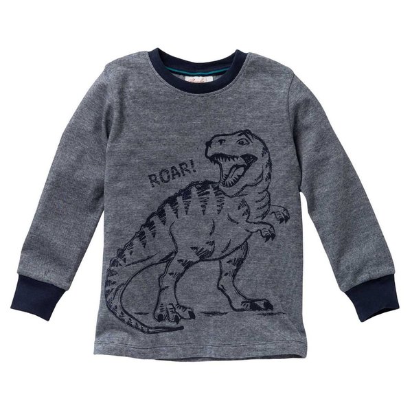 People Wear Organic, Dino Schlafanzug aus Bio-Baumwolle, dunkelblau melange mit Print T-Rex