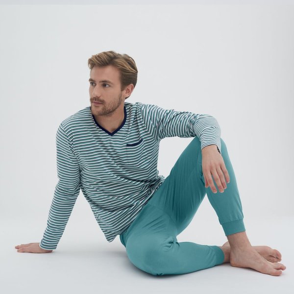 Living Crafts, Schlafanzug Colin aus 100% Bio-Baumwolle,  Farbe: reef waters